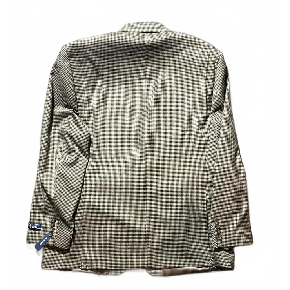 New IZOD Isaac Sportcoat Tan Blue Mens 46 Long‎ Blazer Jacket